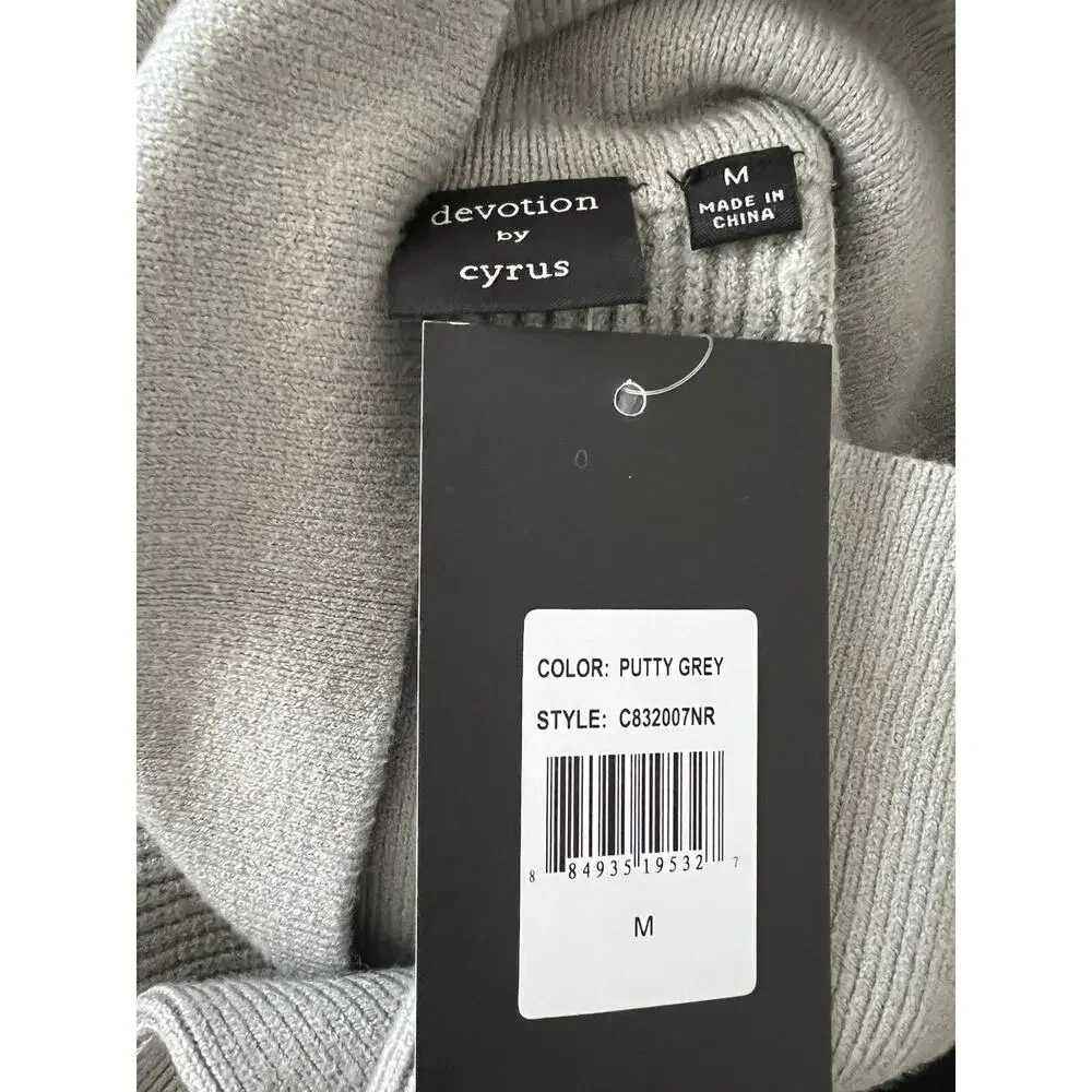 DEVOTION BY CYRUS Cowlneck Ribbed Tunic Sweater gray rayon women XL A004521
